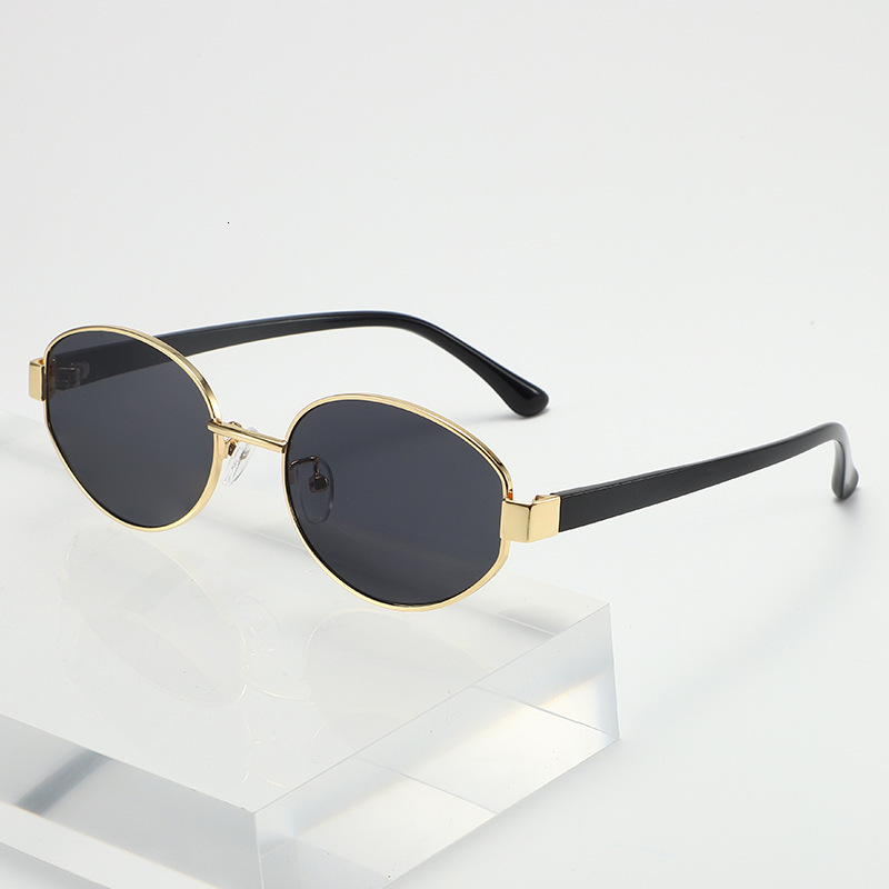 New Style Sunglasses For Women, Metal Oval Frame, Vintage Sunglasses, High-End Fashion, Stylish Wear, Decorative Glasses