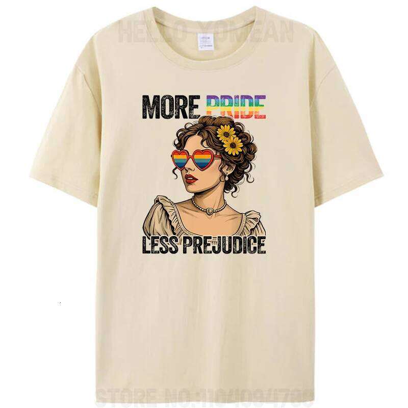 More Less Prejudice LGBTQ Pride Month Trans Women Men's Cotton T-Shirt Hipster Loose Tee Tops Novelty Gifts H260224