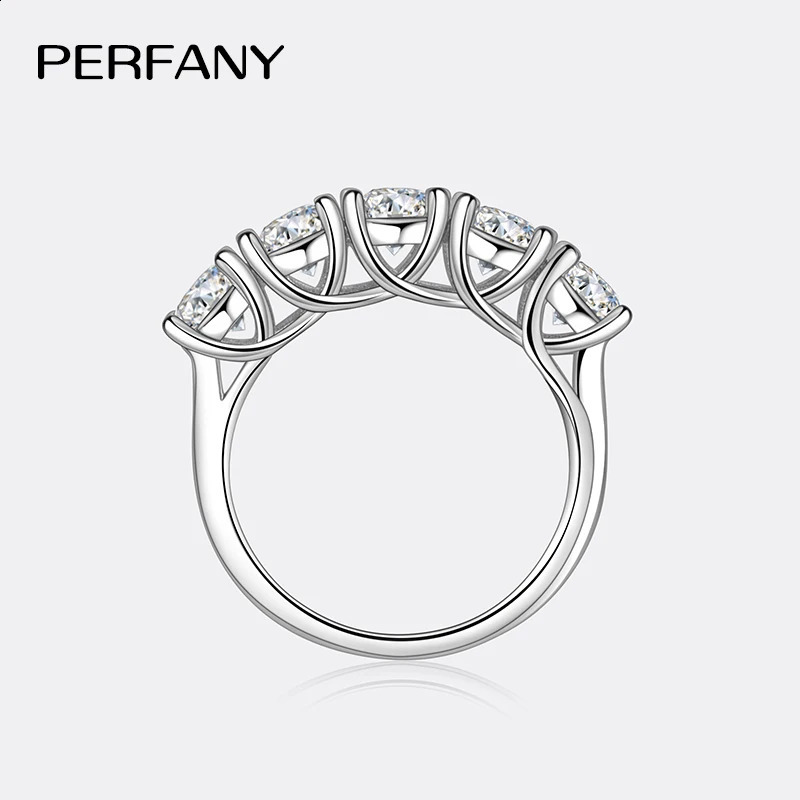 PERFANY 25/5CT Ring For Women S925 Pure Silver Five Gemstone Ring Wedding High-end Jewelry 260124