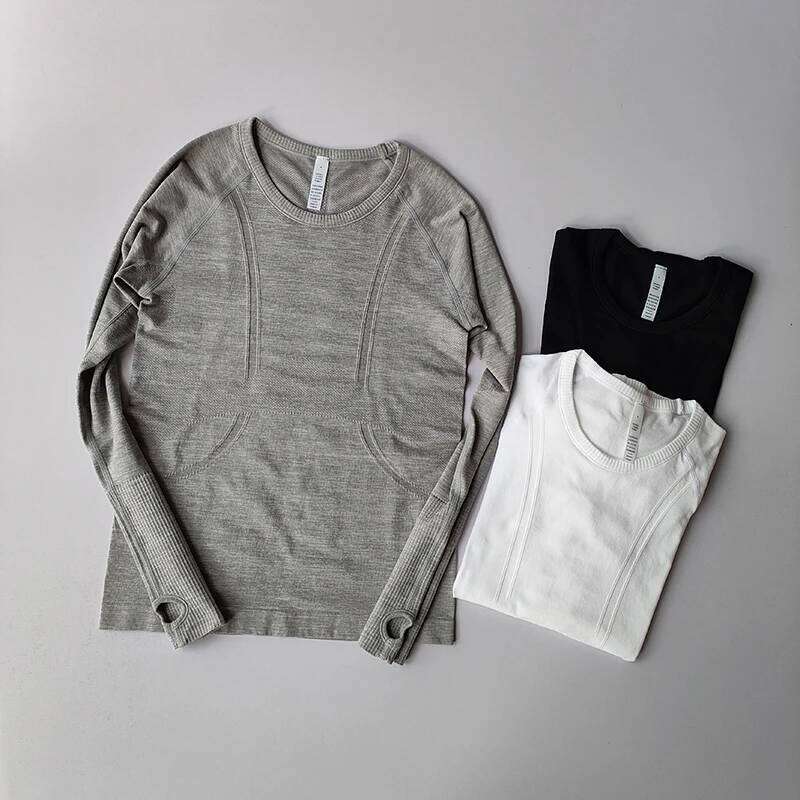 Women's Shirt V-neck Yoga Crop Long Sleeve Elastic Quick Dry Pilates Fitness Sports Top Winter Gym Clothes 26Y0224