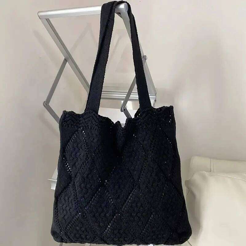 Women Crochet Shoulder Knitting Luxury Handbag Purses Girls Tote Bag Female Summer Beach Shopping Bags Z260224