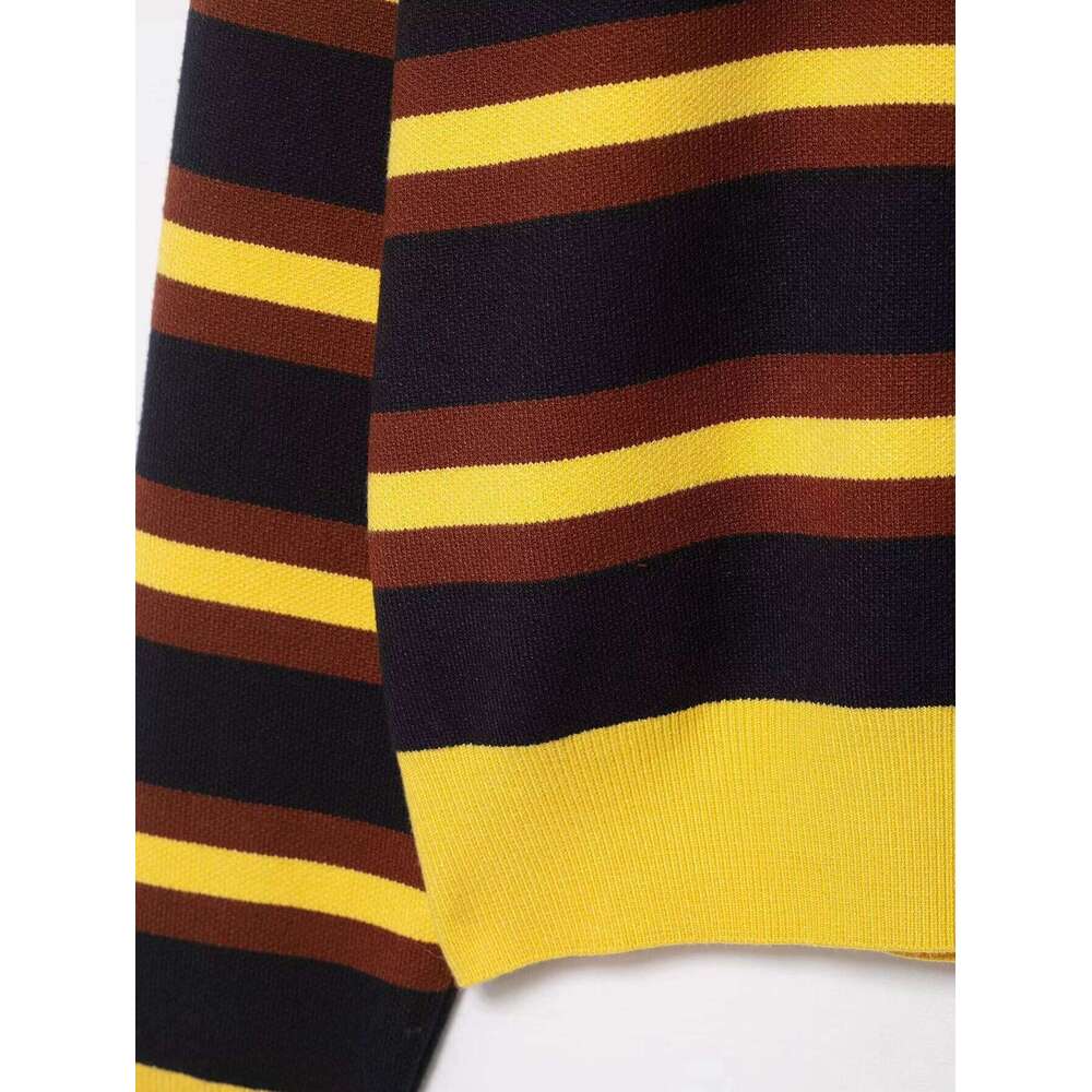 New women's clothing European and American style fashion casual striped polo shirt collar knitted sweater 26W0224