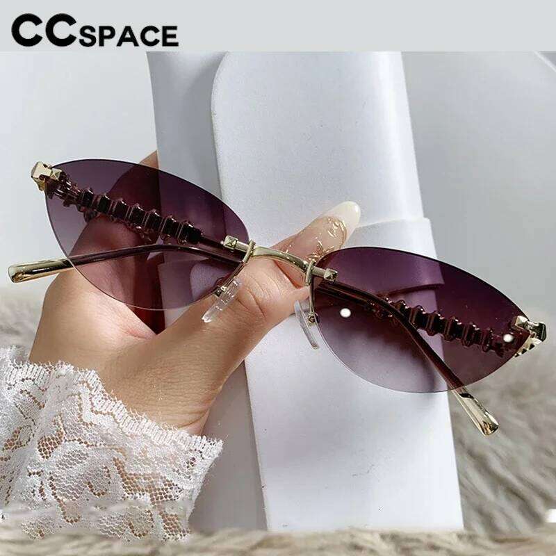 Rimless Sunglasses Fashion Popular Women Shades Small Cat Eye Sun Glasses For Female Summer Traveling Oculos Gradient Lenses 26W0224