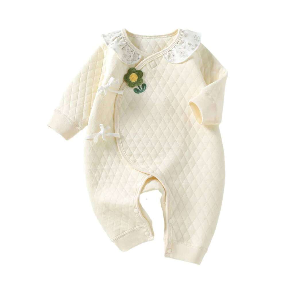 Somenie long-sleeved Bodysuit Pure Cotton Butterfly Tie Jumpsuit Boys Girls Newborn Gift 26H0224