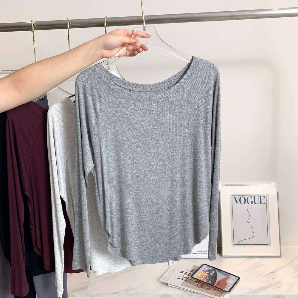 Autumn Bare-feel Off-shoulder Yoga Long-sleeve Loose Women's Outdoor Sports T-shirt Blouse Pilates Fitness Top 26Y0223