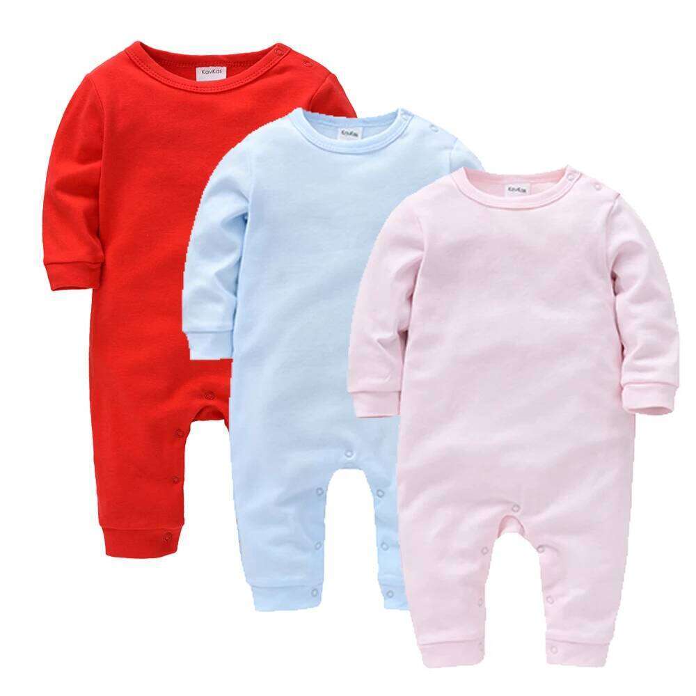 Muslin Blank Baby Boys Girls Clothes Romper Solid Colors Pink Plain Long Sleeve 100% Cotton Kids Outfit Jumpsuit For 0-18 M 26Y0224
