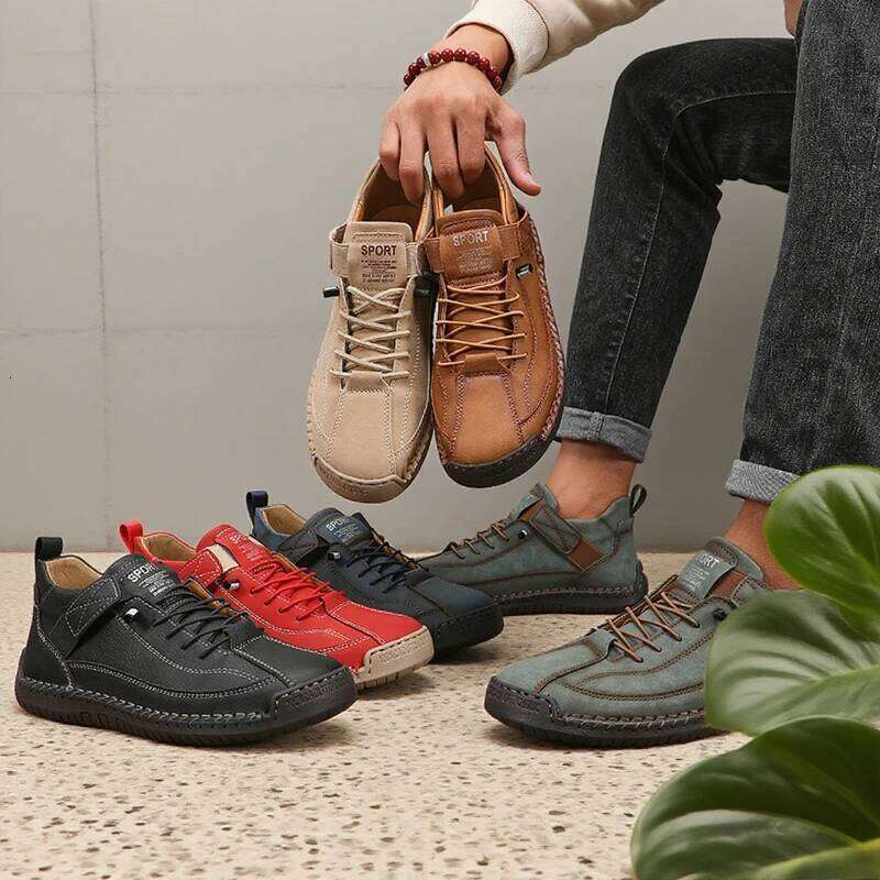 2025 New Retro Casual Shoes Fashion Hook - Loop Strap Sneakers Comfortable Handmade Leather Outdoor Men's Walking Footwear