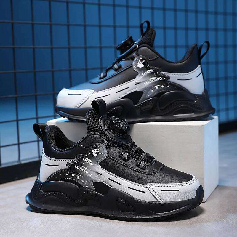 Children Sneaker Boys Casual Leather Student Walking Shoes Kids Non-slip Lightweight Girls Sports Running Tennis Footwear 26W0224