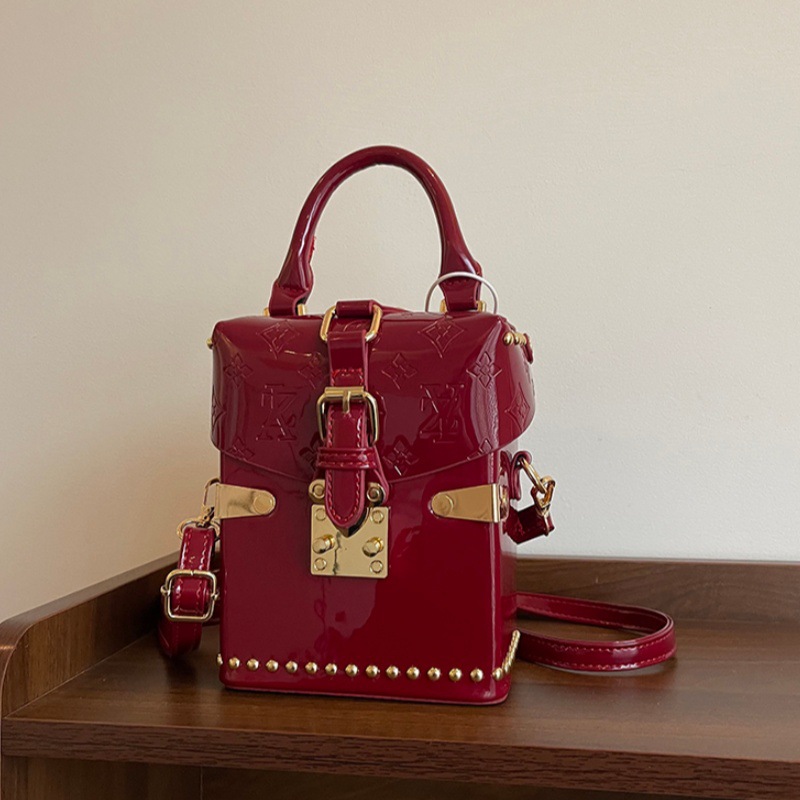 High-end Women's 2026 New Painted Leather Luxury Vertical Box Phone Bag, Versatile Fashion Crossbody Shoulder Bag