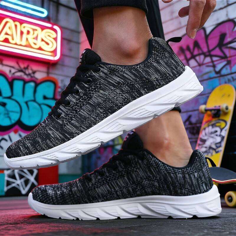 All Black Casual Sneakers Breathable Lightweight Non-Slip Outdoor Shoes Walking Running Trendy Versatile Men's Footwear