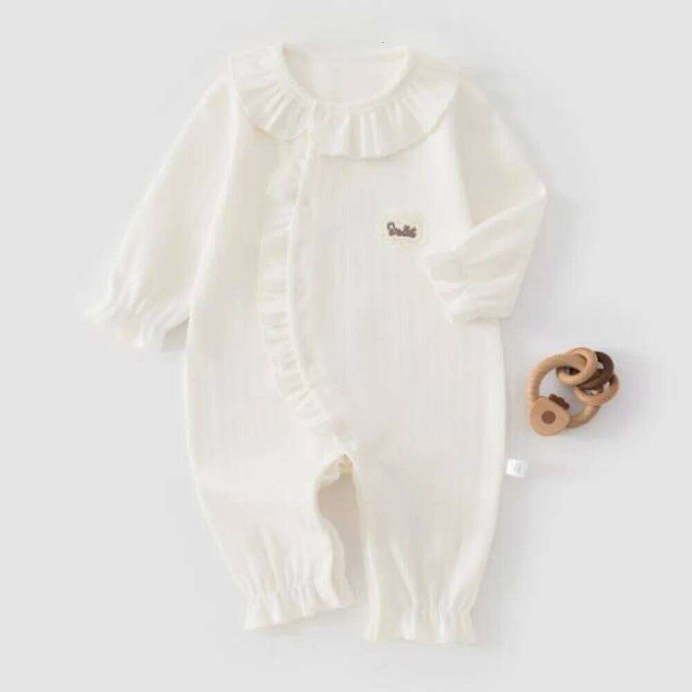 Clothes For Newborn Girls 100% Combed Cotton Ruffles Spring Autumn Princess 1st Birthday Infant Jumpsuits Baby Romper 26H0224