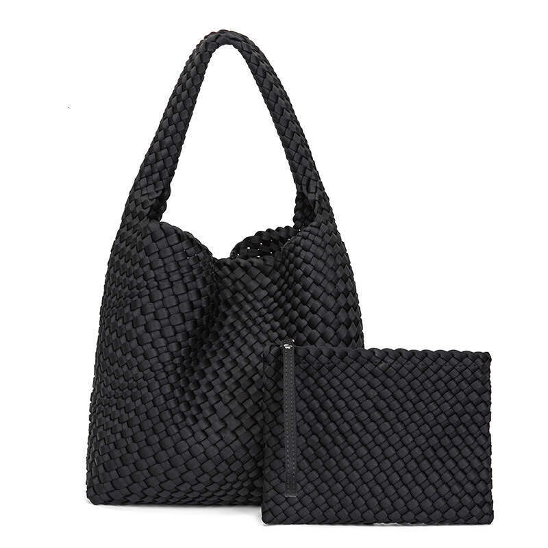 Trendy Street Style Handmade Woven Diving Material Waterproof Large Capacity Shoulder Versatile Mother-Daughter Underarm Bag Wholesale
