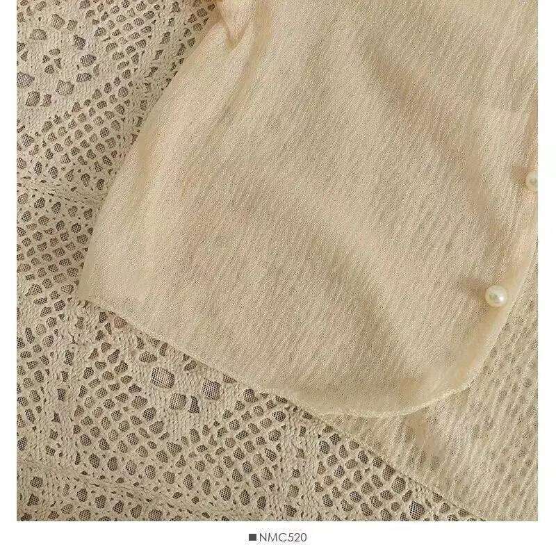 Button Front Crop Women Cardigan Sheer Knit Top Lightweight Bolero Sweater Summer Fairycore Beach Cover Up Blouse Outfit 26L0224