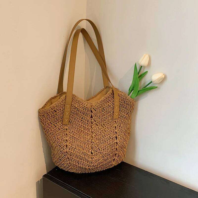 Summer for Women Shoulder Bags Rattan Woven Top Handle Hollow Raffia Crochet Beach Bag Casual Handbags Z260224