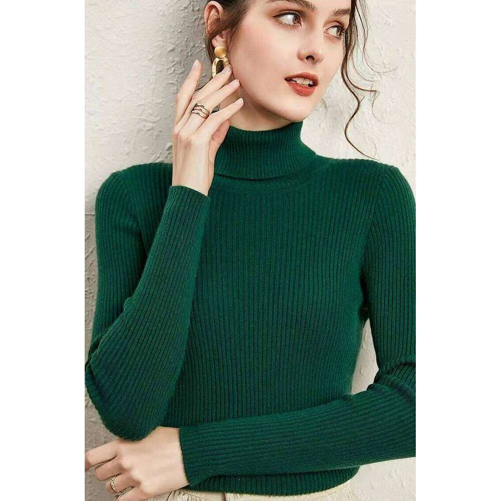 New Turtleneck Jumper Woman Knitted Blouses Fashion Ladies Sweaters Winter Thermal Striped Long Sleeve Autumn Warm Tops Bacis 26L0224