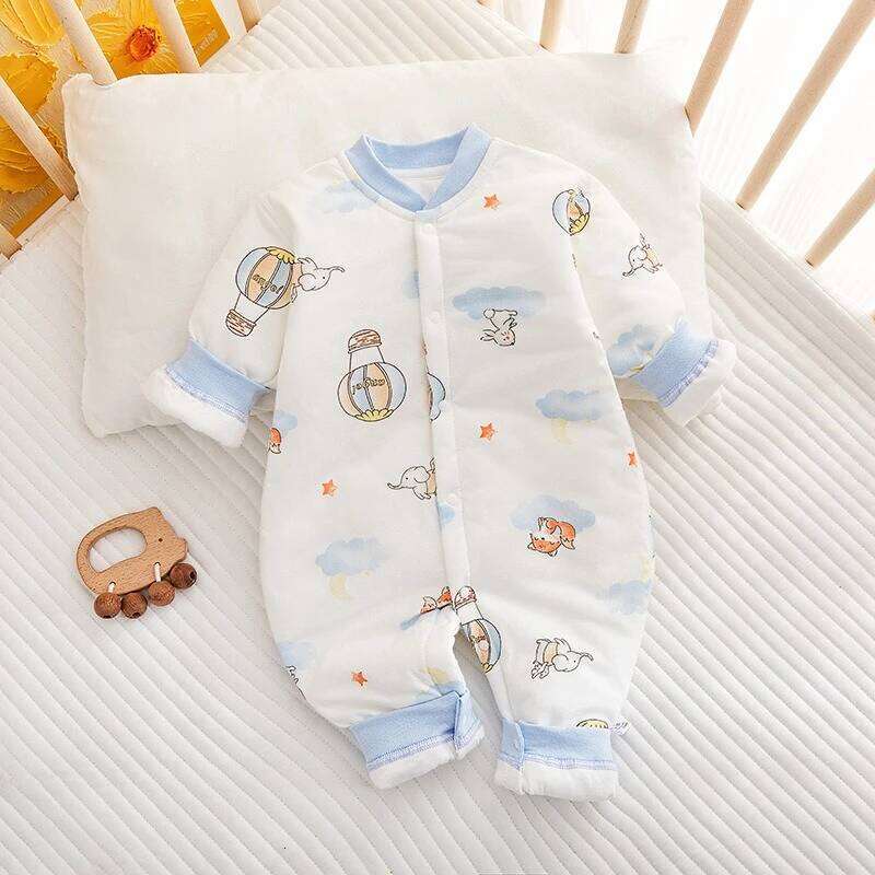 Unisex Newborn Winter Light Cotton Jumpsuit Cute Balloon & Lantern Print Bodysuit Medium-Thick Warm Seamless Romper for Baby 26Y0224
