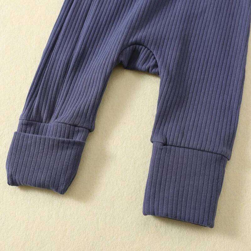 Somenie Unisex Baby Long-Sleeve with Zipper Boys Girls Solid Color Ribbed Onesie for All-Season Use Soft & Comfortable 26Y0224