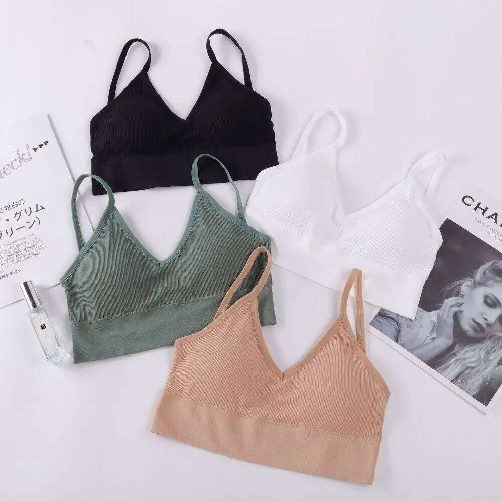 Sexy Thin Strapes Gym less Seamless Low Bra Women Sports Braush Up Bras 26Y0224