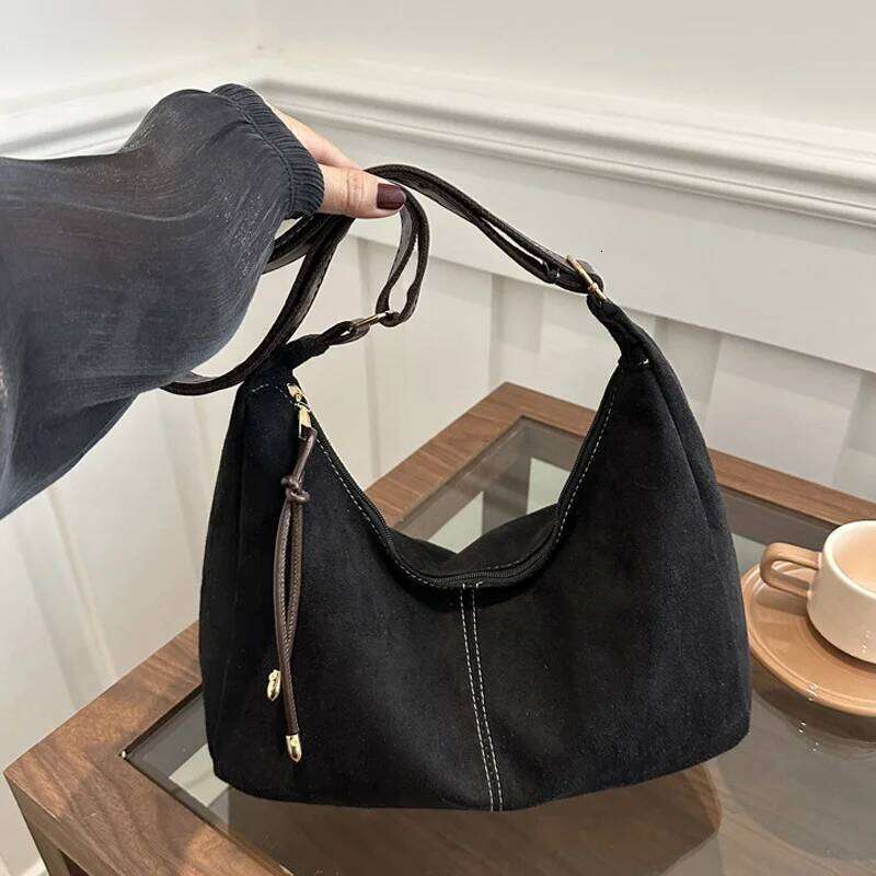 Handbag Purse for Women Suede Shoulder Causal Crossbody Bags Female Luxury Clutch Crescent Bag Z260224