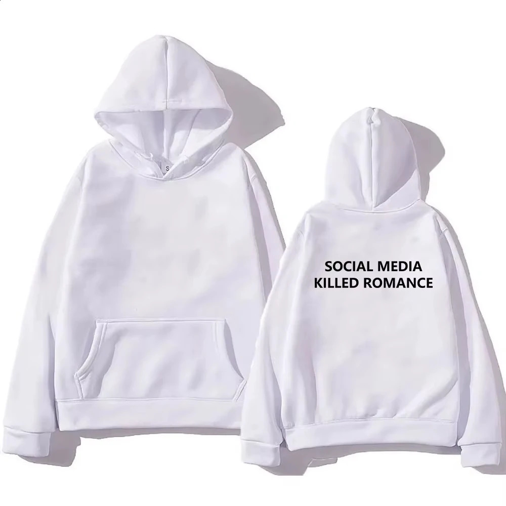 2025 Social Media Killed Romance Hoodie Vintage Menwomen Hoodies Harajuku Aesthetic Winter Clothes Fleece Pullover Sweatshirt 260126 - view 4