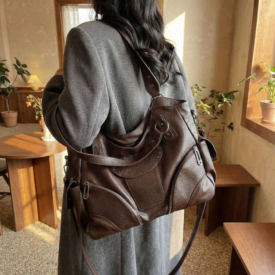 Luxury Business Commuting Large Capacity Tote Hand Soft Pu Leather Shoulder Bags for Women Zipper Women's Handbags Quality Z260224