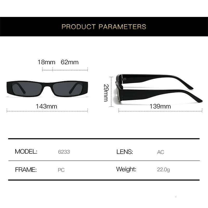 Small Frame Rectangle Women Sunglasses Fashion Simple Female Sun Glasses Outdoor Photography Accessory Eyewear UV400 26W0224