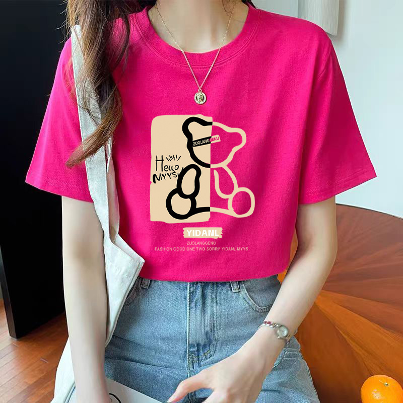 200g Pure Cotton Short-Sleeve T-Shirt for Women, Fashion Korean Style, Student Tee, Unisex Couple Half-Sleeve, Versatile & Age-Reducing T-Shirt
