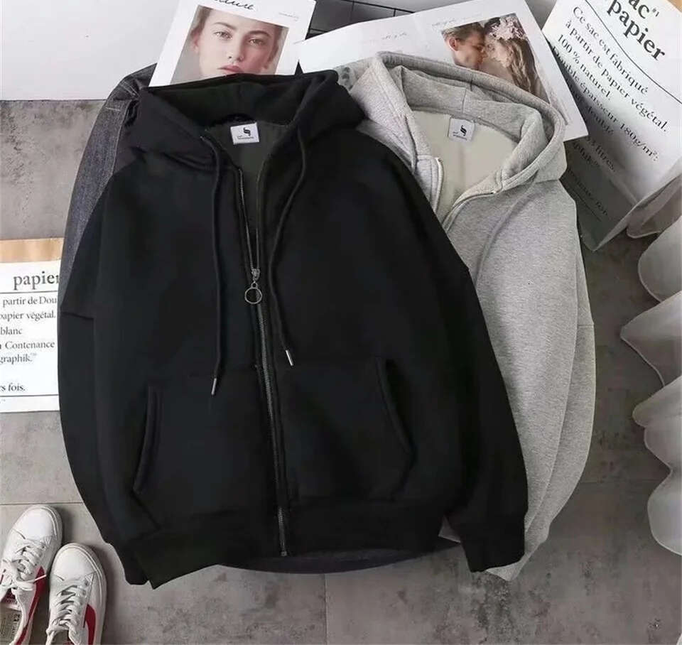 Mardi Hefxessdr Eleant Women Chic Hoodies Fashion Autumn Winter Fleece Lon Sleeve Solid Color Hooded Top Casual Office Lady Zipper Sweatshirts