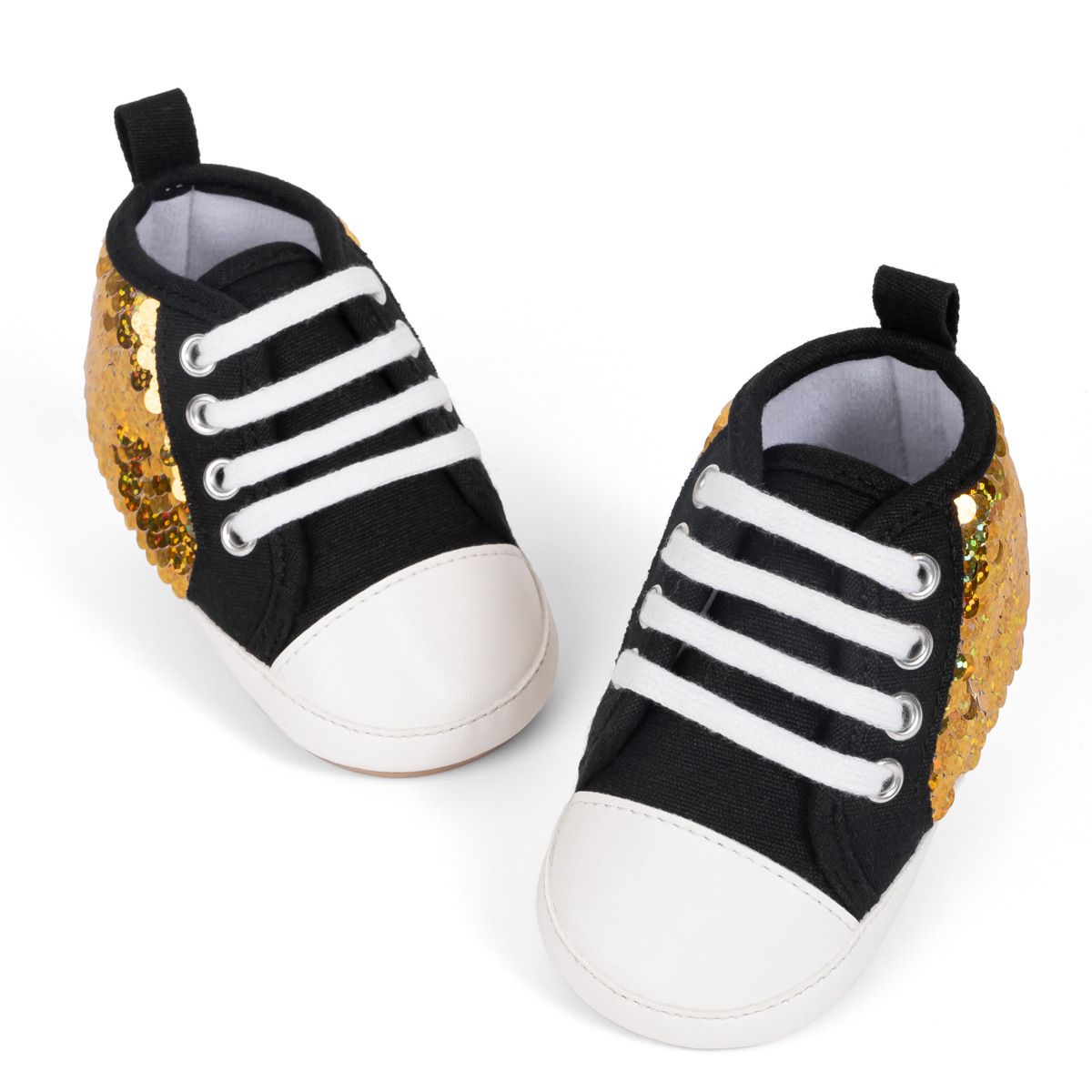 Fashion Sequin Baby Sneakers High Top Anti Slip Soft Soled Infant Boy Girl Shoes Toddler Rubber Comfortable Casual Shoes