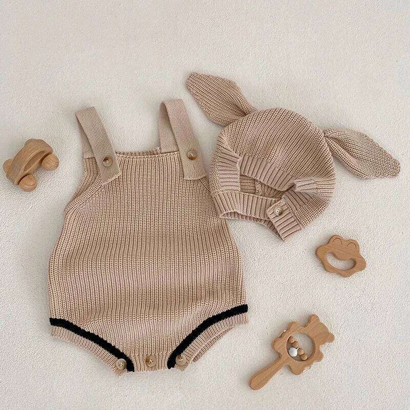 Newborn Sleeveless Knit + Coat 3 Pieces Infant Jumpsuit Kids Baby Girls Boys Rompers Clothes 26Y0224