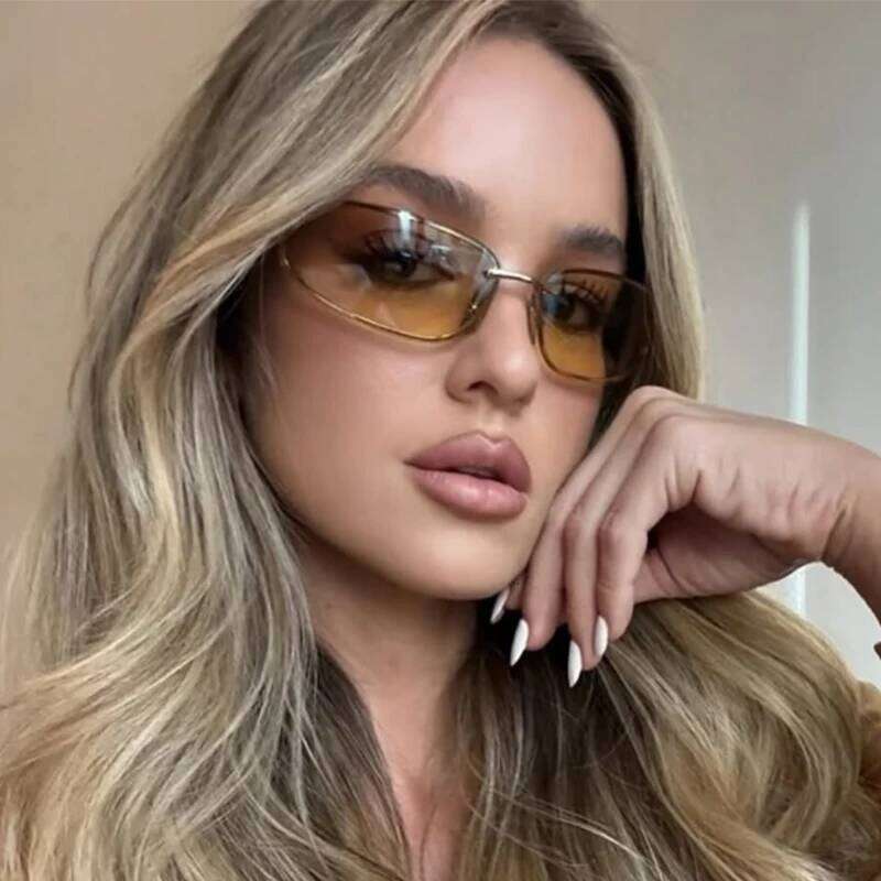 New Y2K Sunglasses For Women High Quality Oval Fashion Luxury Brand Rimless Glasses Trendy Woman Alloy Ladies Shades Eyewear 26W0224