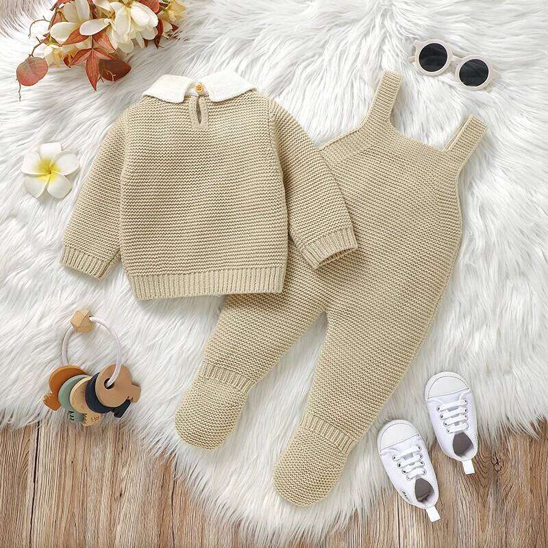 Baby Clothes Sets Knit Infant Boy Girl Sweater Long Sleeve+Romper Sleeveless Newborn Kid Pullover+Jumpsuit Foot Wrap 0-9M Autumn 26Y0224
