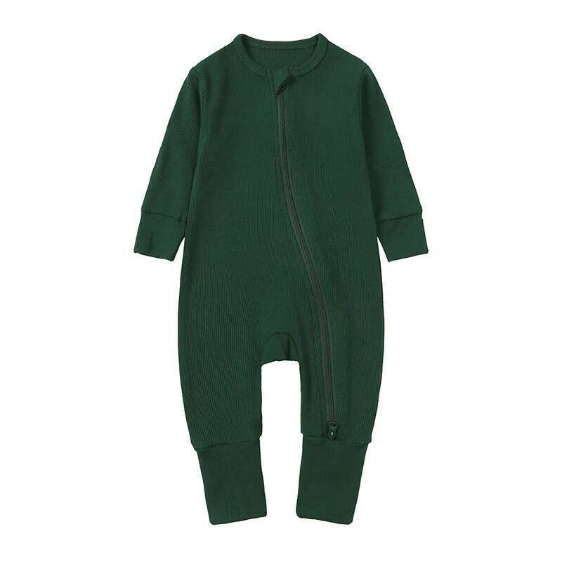 2026 Bamboo Fiber Baby Boys Girls Romper Newborn Bodysuit Long Sleeve Zipper Solid Infant Jumpsuit Toddler Clothes for 0-24M 26Y0224