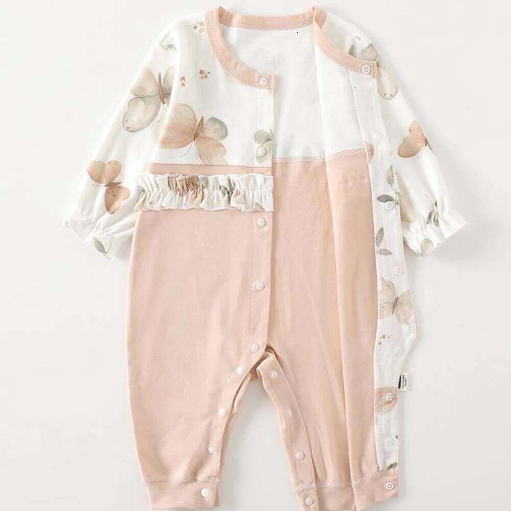Christmas Girl Clothes 100% Cotton Ruffles Patchwork Long Sleeve Baby Romper Spring Autumn 1st Birthday Infant Jumpsuit 26H0224