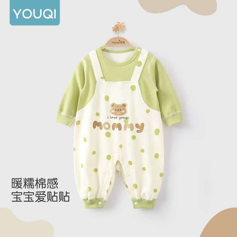 YouqiChinese Baby Autumn Romper, Pure Cotton Super Cute Long-Sleeve Jumpsuit, Children's Casual Outdoor Crawling Outfit 26H0224