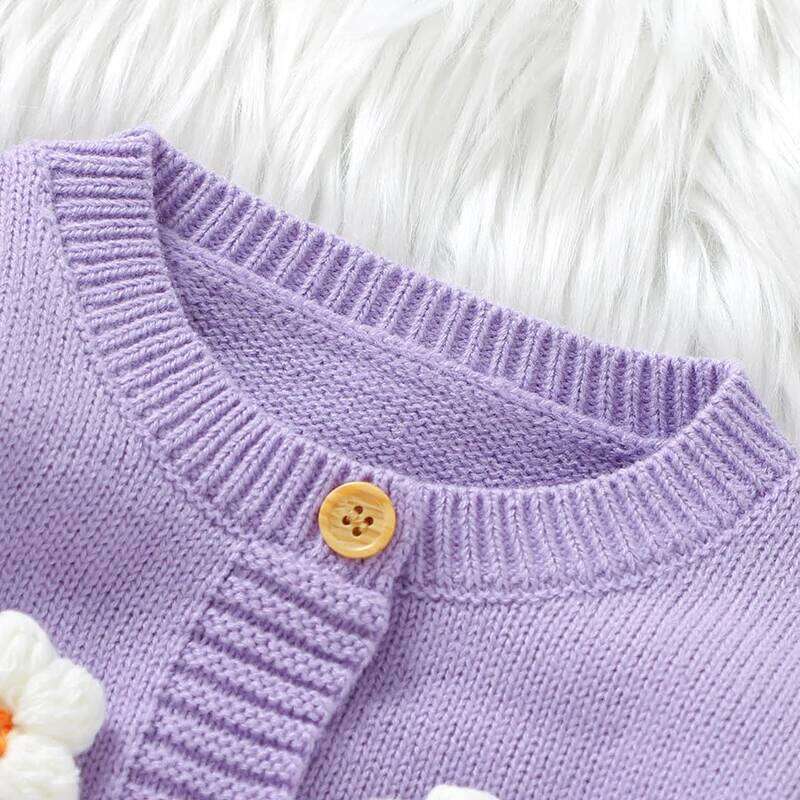 Sweet Floral Print Baby Girls Long Sleeve Rompers Fresh Babies Jumpsuit Knitted Acrylic Newborn One-piece Bodysuit Pullovers 26Y0224