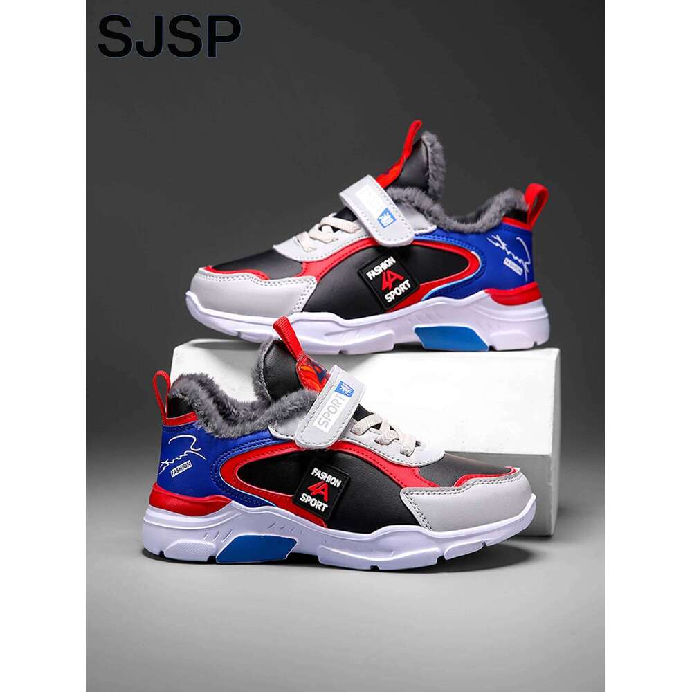 Autumn Winter Kidsren's Boys' Shoes, Leather-Covered, Velvet-Lined, Breathable, Non-Slip, Versatile Sports Shoes for Middle-Aged Old 26W0224