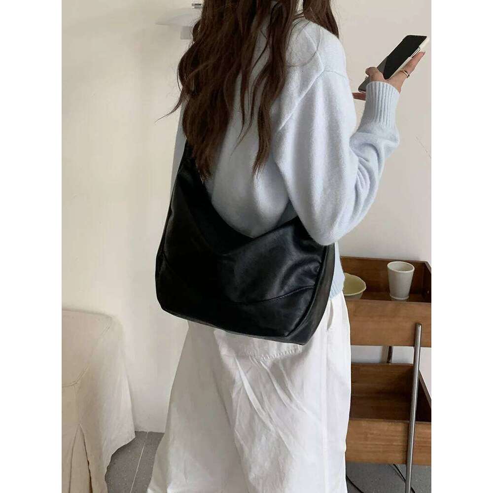 PU Leather Women's s Shoulder Bags Large Capacity Female Travel Messenger Bag Solid Color College Girls Book Handbags Tote Z260224