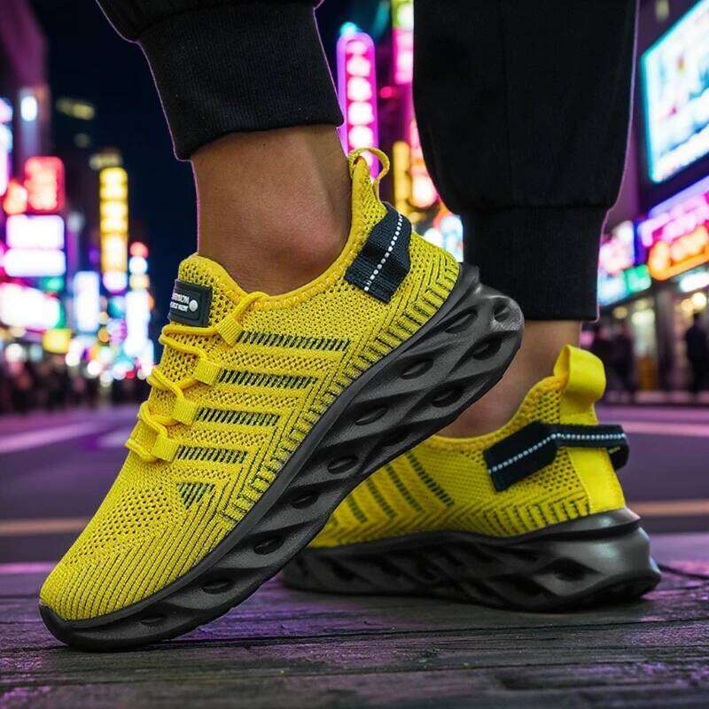 Men's Knit Running Lightweight Stylish Unique Hollow Out Sole for Shock Absorption Sneakers Breathable Breath Mens Shoes