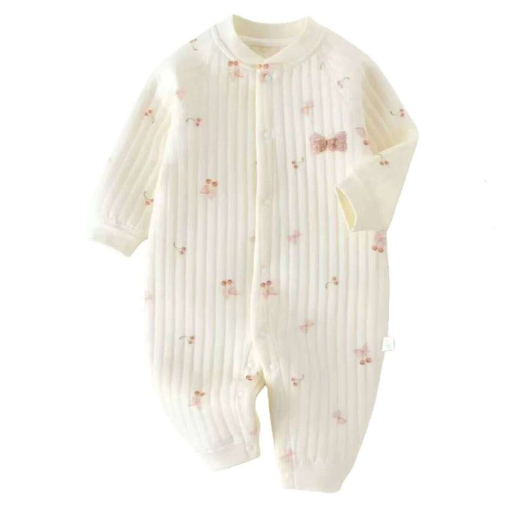 Baby Boy's Overalls 0-24M for Newborns Girls Quilted Air Cotton Onesie Animal Print Thickened Warm Soft Bodysuit 26Y0224