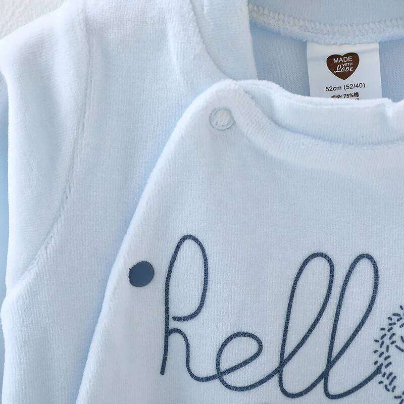 Newborn Baby Footed Romper Infant Side Opening Clothing Spring Winter Velour Jumpsuit Overall Long Sleeves Outfit 0-24M 26Y0224