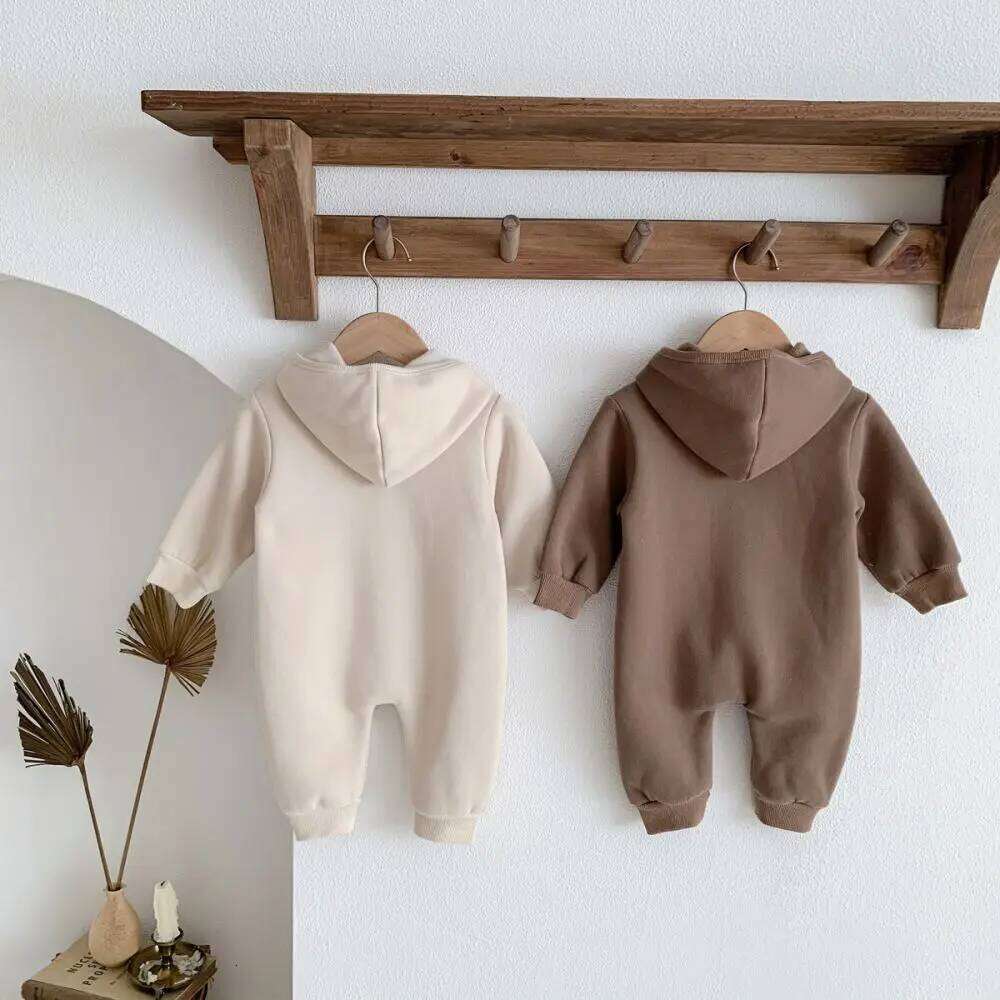 Winter Warm Newborn Baby Clothes Boys Cotton Babies Romper Bear Long Sleeve Hooded Girl Bodysuit for 0 TO 24M Clothing 26H0224