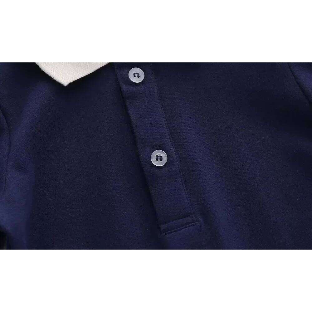 New spring autumn fashion brand style newborn baby clothes dark blue knitted cotton long-sleeved boy and girl romper 0-24 months 26H0224