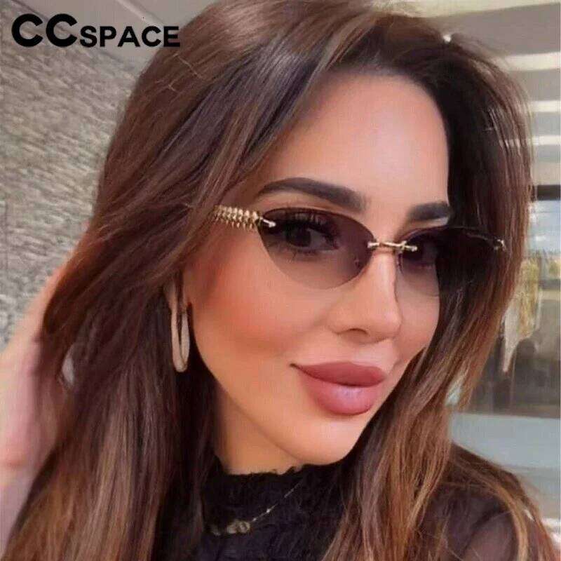 Rimless Sunglasses Fashion Popular Women Shades Small Cat Eye Sun Glasses For Female Summer Traveling Oculos Gradient Lenses 26W0224