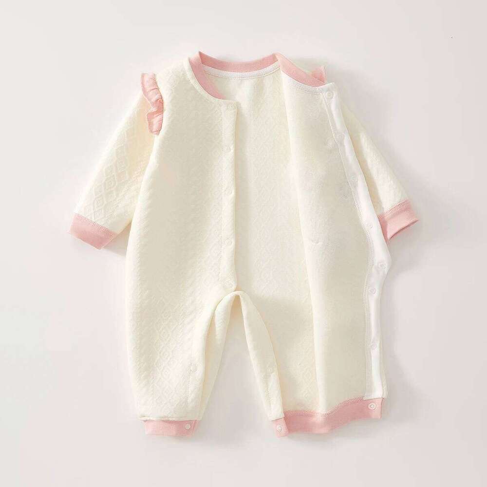 Clothes for Autumn, Class A, Girl Full-Month Outfit, One-Piece Suit, Baby Silk-Lined Warm Newborn Romper 26H0224