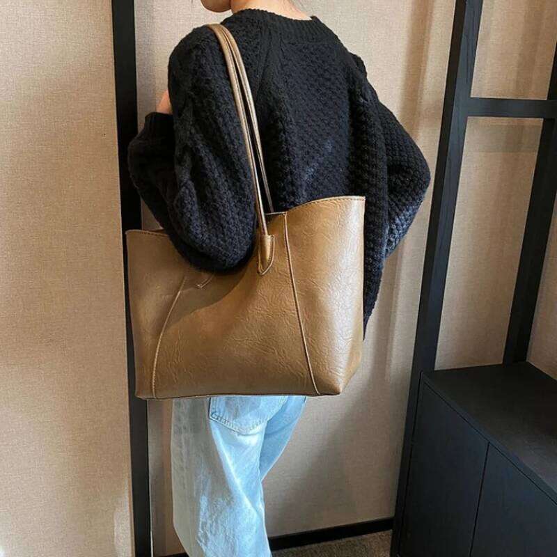 Light Luxury PU Soild Large Capacity Minimalist Shoulder 2026 High Quality Versatile Casual Classic Tote Bags for Women Z260224