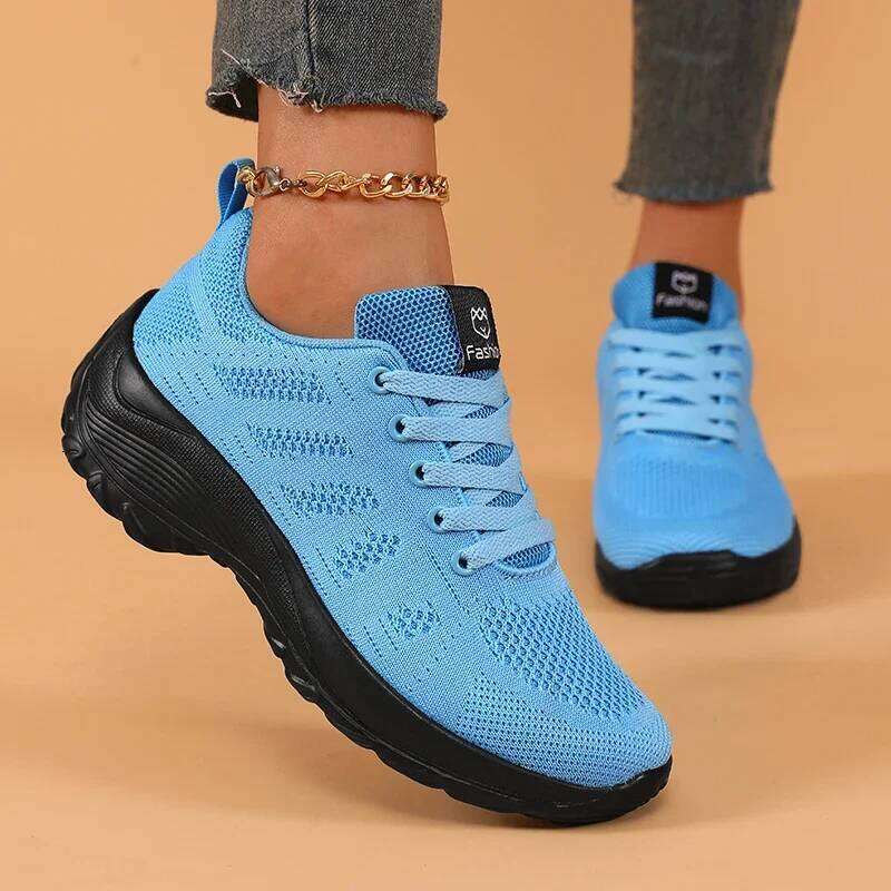 2025 Women's Walking Running Lightweight Breathable Fashionable Knitted Tennis Shoes Comfortable Activity Sneakers Women