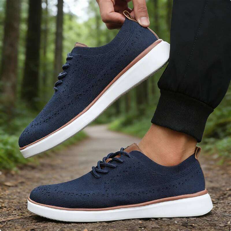New Men's Mesh Sneakers Casual Versatile Knit Lightweight Comfortable Sole Walking Breathable Non-Slip Running Shoes
