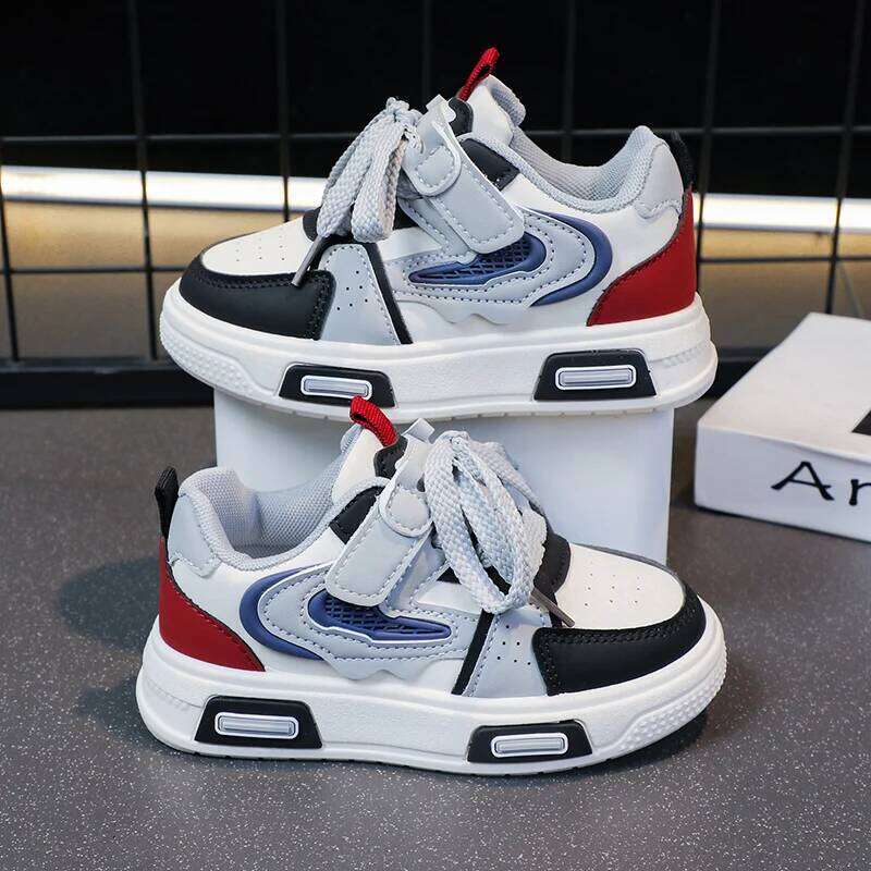 Lightweight Sneakers Breathable Running Shoes for Boys & Girls with Hook-and-loop Fastener Closure school kids basketball shoes 26W0224