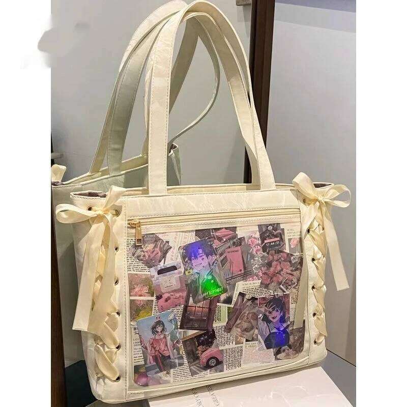 New Versatile Fashion Ribbon Itabag Capacity Green Large Food Anime Millet Daily One Shoulder Tote Bag Z260224